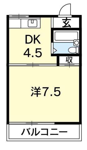 メゾン祥瑞(1DK/2階)の間取り写真