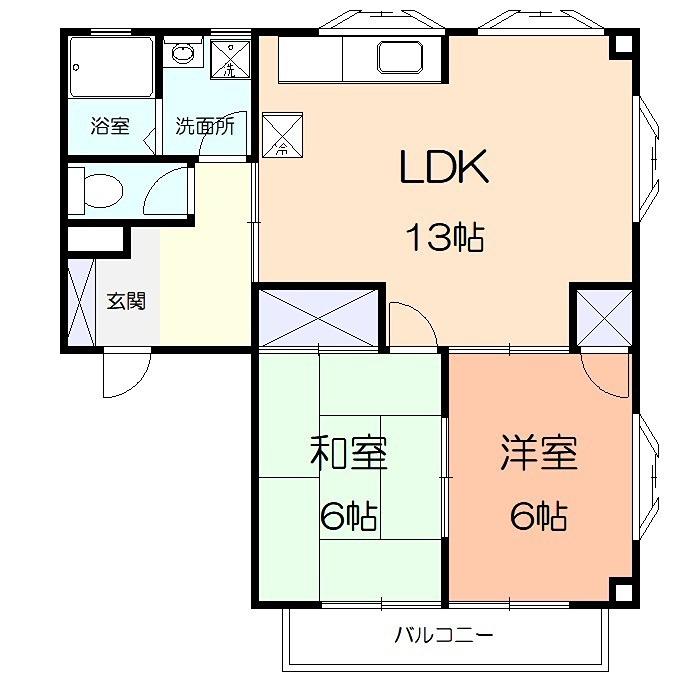 ハイツカム(2LDK/2階)の間取り写真