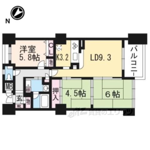 コスモ守山5番館(3LDK/6階)の間取り写真