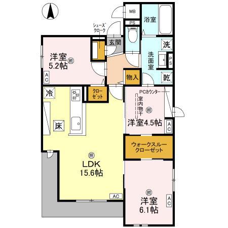 クラシスト泉町(3LDK/1階)の間取り写真