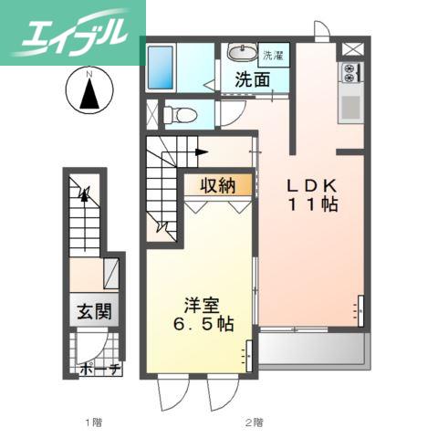 リアン (1LDK/2階)の間取り写真