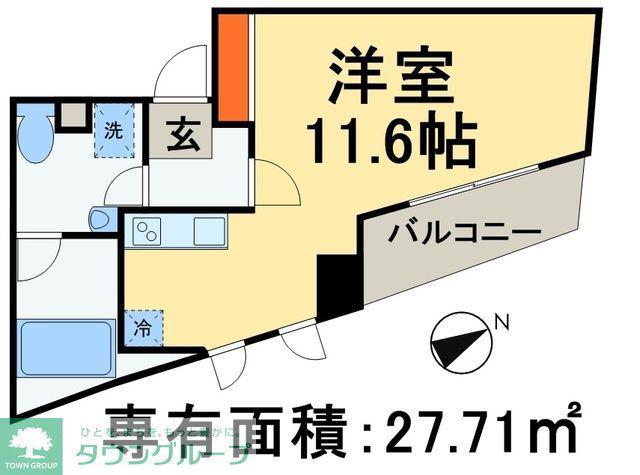 エンデュランス松戸(ワンルーム/4階)の間取り写真