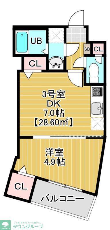 AURORO(1DK/2階)の間取り写真