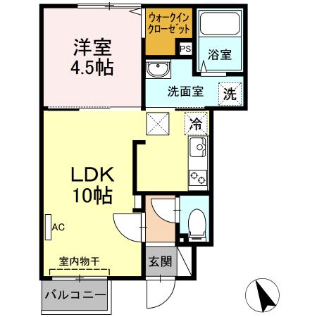 ウィットエム(1LDK/1階)の間取り写真