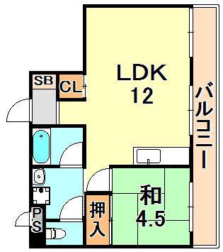 サンテラス垂水(1LDK/3階)の間取り写真