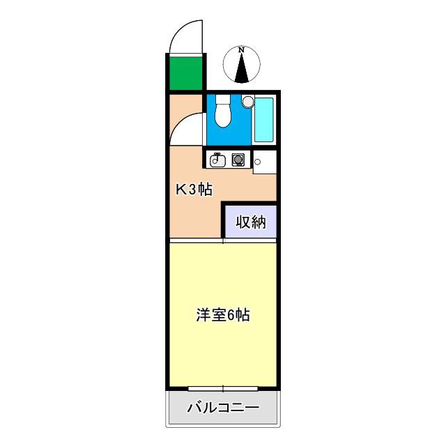 ダイアパレス追手前第二(1K/2階)の間取り写真