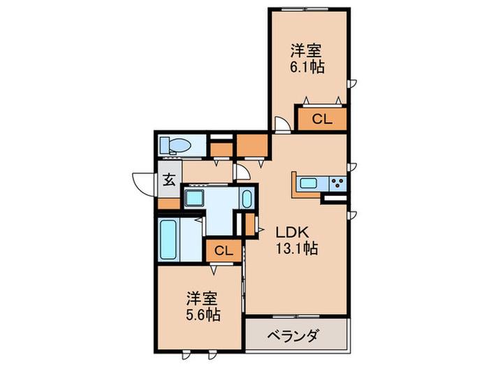 キューブラン甲子園口(2LDK/3階)の間取り写真