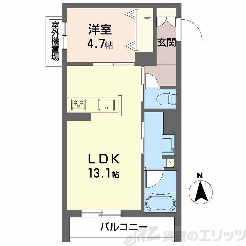 ユイロ中津(1LDK/2階)の間取り写真