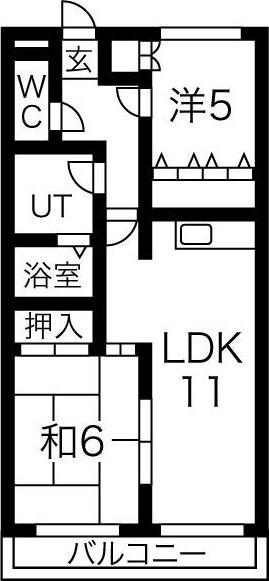 パレス水南(2LDK/2階)の間取り写真
