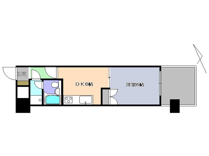 グランドハイツ睦町(1DK/10階)の間取り写真