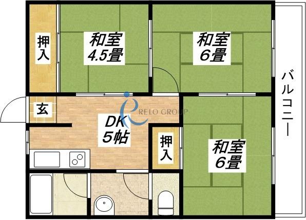 山福マンション(3DK/7階)の間取り写真