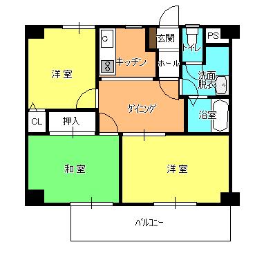 ジョイム毛呂山(3DK/4階)の間取り写真