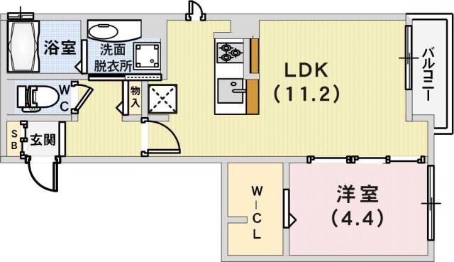 グランクレール兵庫町(1LDK/3階)の間取り写真