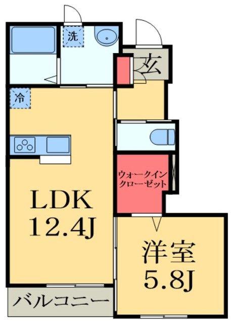 メゾンレイア(1LDK/1階)の間取り写真