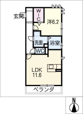 エトワール・デュノール(1LDK/1階)の間取り写真