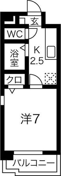 リベルテ大金(1K/1階)の間取り写真