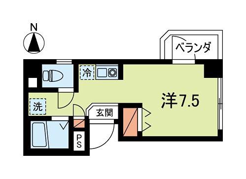 サイクルヴィラ(ワンルーム/2階)の間取り写真