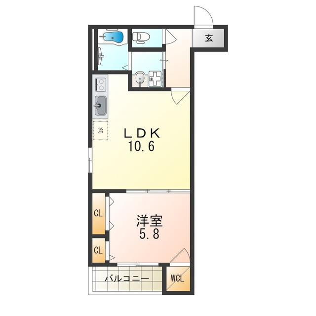 AVENIR RADIEUX (1LDK/1階)の間取り写真