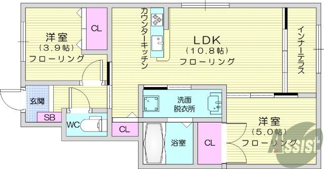 エムズハウス(2LDK/1階)の間取り写真