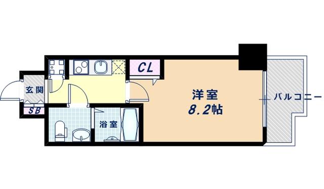 レジュールアッシュ難波MINAMI III(1K/8階)の間取り写真