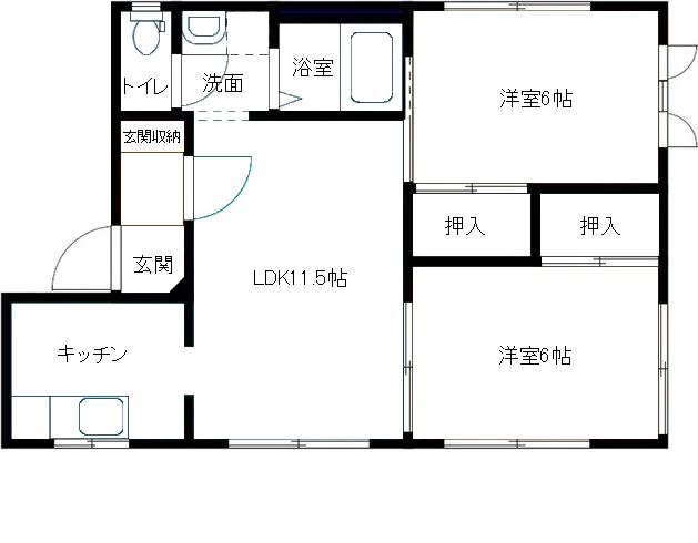 フレグランス富樫(2LDK/1階)の間取り写真
