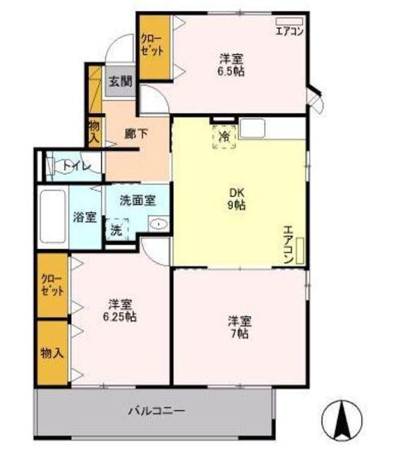 アンビエンテ(3DK/2階)の間取り写真