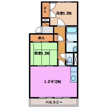 シャトー粟島(2LDK/3階)の間取り写真