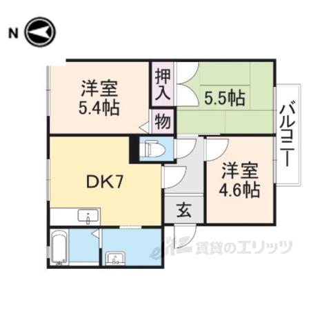グランヒルムカイ(3DK/2階)の間取り写真
