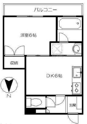 T・K・FLAT(1DK/1階)の間取り写真