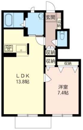 コートビレッジ壱番館(1LDK/1階)の間取り写真