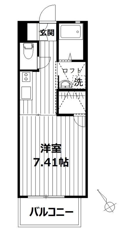 フォルス14(1K/2階)の間取り写真