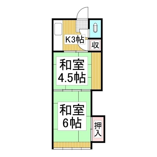 浜アパートD(2K/2階)の間取り写真