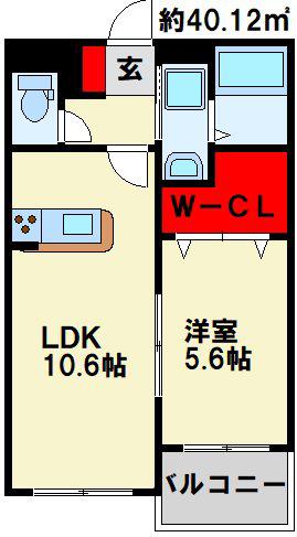 S‐COURT(1LDK/2階)の間取り写真