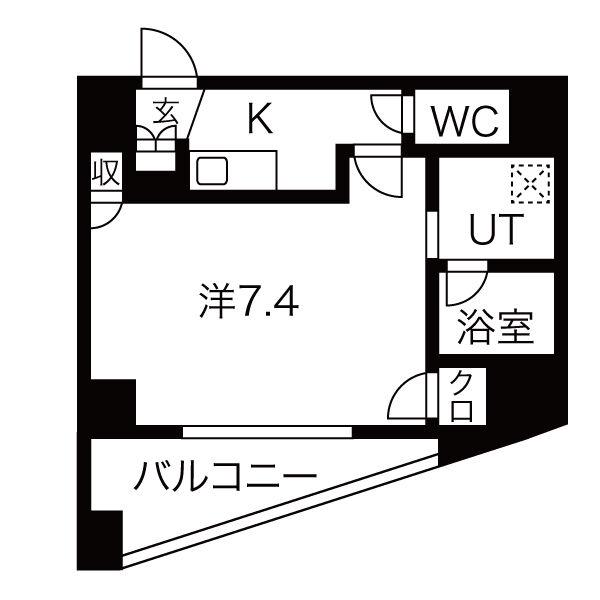 ウィンベル同心一丁目(1K/7階)の間取り写真