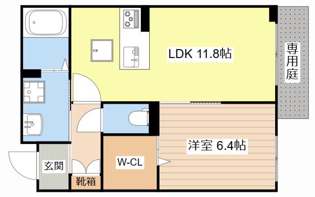シャーメゾン リーベラ(1LDK/1階)の間取り写真