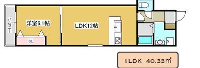 ブロンテ北新在家ウエスト(1LDK/2階)の間取り写真