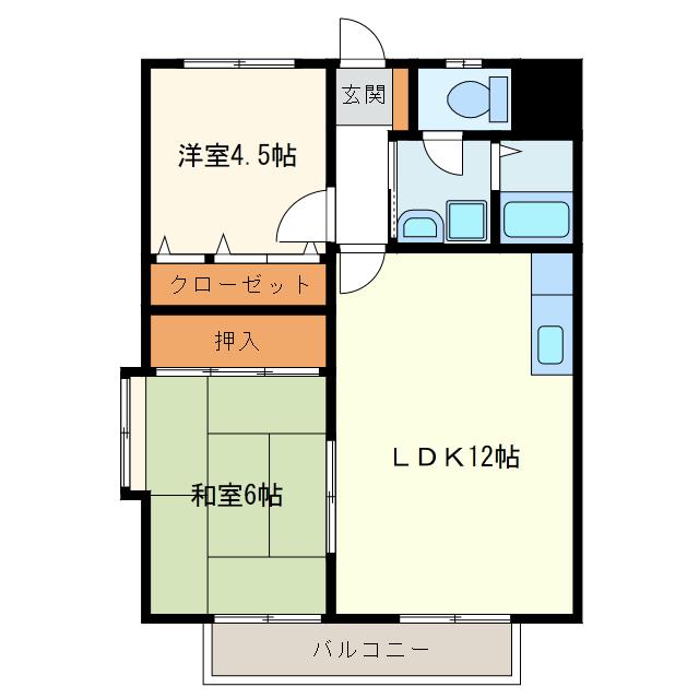 SKYマンション(2LDK/2階)の間取り写真