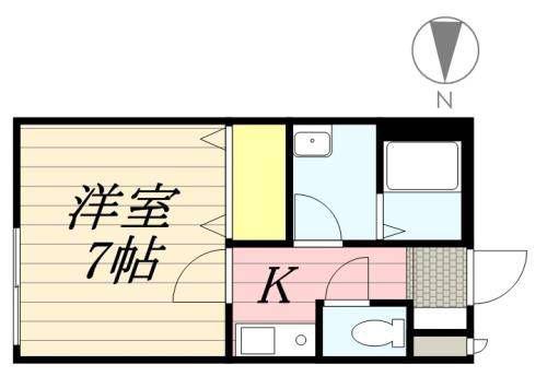 CASA松原(1K/2階)の間取り写真