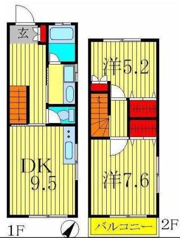 タウンハウス中忠(2LDK/1階)の間取り写真