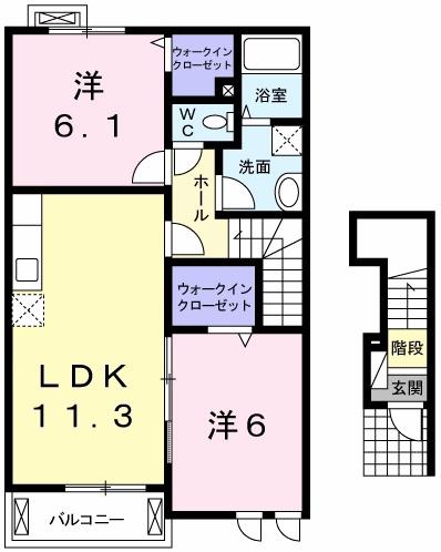 マリン・ハイムI(2LDK/2階)の間取り写真