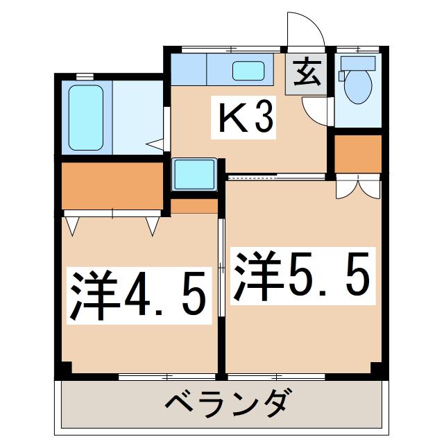 カントリーコーポ(2K/2階)の間取り写真