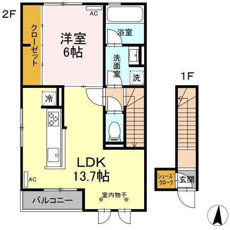 ルシエル(1LDK/1階)の間取り写真