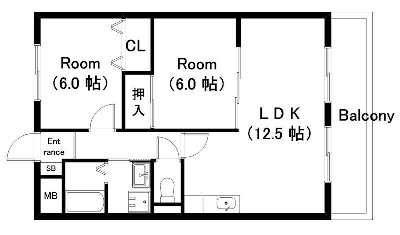 エスポワール(2LDK/1階)の間取り写真