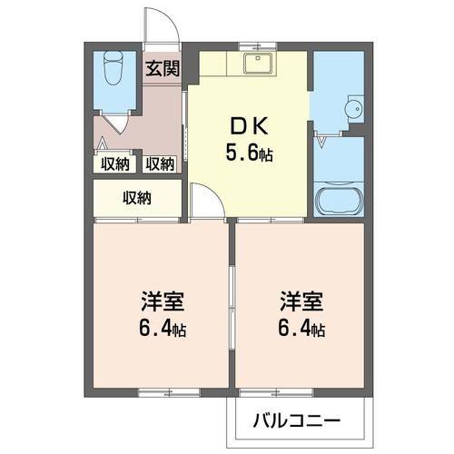 メゾンドール(2K/2階)の間取り写真