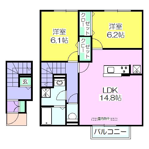 A-TAC GARDEN(2LDK/2階)の間取り写真