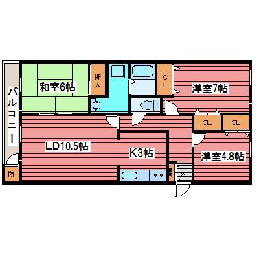 クレア月寒(3LDK/4階)の間取り写真