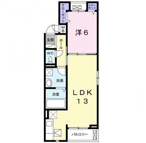 フェリステージ I(1LDK/1階)の間取り写真