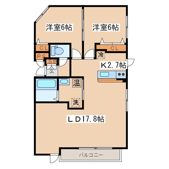 BRISE SEASON双葉テラス(2LDK/1階)の間取り写真