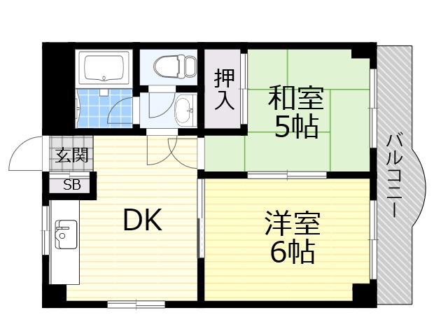 グランドパレスジュイレー(2DK/6階)の間取り写真