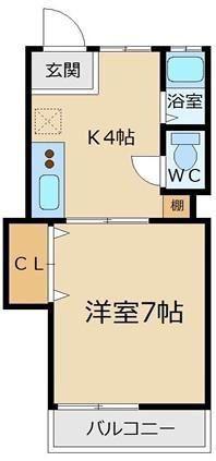 コーポ千歳(1DK/1階)の間取り写真